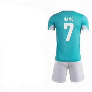 Custom Sublimated Soccer Jersey Set Men's Short Sleeve Team Name 7 Moisture Wicking <b>Polyester</b> All Seasons White Shorts - Product Image 3