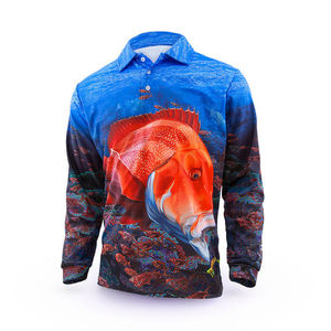 Camiseta Polo de Pesca de Manga Larga de Secado Rápido para Hombre, 100% Poliéster, Sublimación, UPF50+, Transpirable, Personalizable - Product Image 1