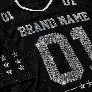 Camiseta Deportiva Personalizada Premium Unisex, Estilo Crop Top, con Número de Diamantes de Imitación, Jersey de Fútbol Americano, OEM, al por Mayor, Ligera, de Malla - Product Image 3