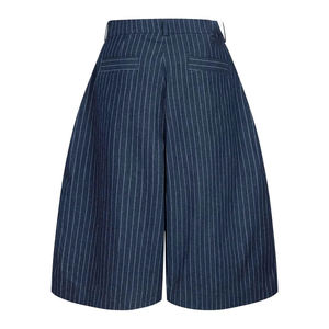 OEM 2026 Custom Wide-Leg Relaxed Fit Low-Rise Waist Detail Wholesale Cotton Summer Shorts Black Pleated Pinstripe Shorts for <b>Men</b> - Product Image 4