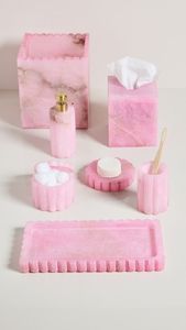 Ensemble de salle de bain en résine époxy de qualité supérieure, 5 pièces, pour la maison, distributeur de savon, porte-brosse à dents, plateau de vanité à prix abordable - Product Image 3