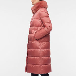 Manteau long en duvet pour femme, veste d'hiver matelassée avec col en fourrure de renard amovible - Product Image 5