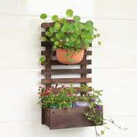 Panier suspendu en bois écologique avec crochets, support de pot de fleurs pour balcon, support de plante rond en bois