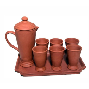 Juego de Portavasos de Barro Hechos a Mano con Jarra - Ecológicos, Reutilizables, Antideslizantes, Lavables y Portátiles - Product Image 1