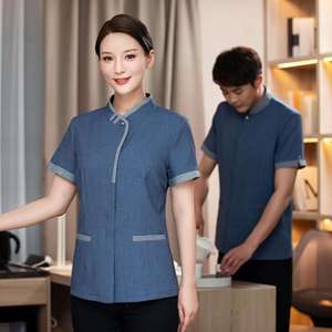 ชุดยูนิฟอร์มเสื้อคลุมแบบกระดุมสองแถวสำหรับพนักงานหญิงในโรงแรม โรงพยาบาล สปาเสริมความงาม และพนักงานทำความสะอาด - Product Image 4