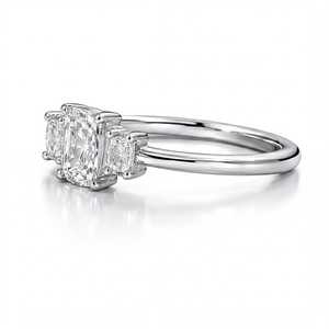 IGI Certified Three Stone Radiant Cut Lab Grown Diamond Classic 10K 14K 18K Solid Gold Diamond Engagement Ring Color E VVS - Product Image 2