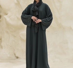 Abaya Musulmana al por Mayor, Modesta, con Cuentas y Lentejuelas, Manga Larga, para Eid, Ramadán, Boda, Tradicional, Hecha a Mano, de Poliéster para Mujer - Product Image 6