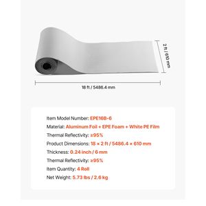 Kit de Aislamiento Térmico para Puerta de Garaje de 2 Coches, Lámina de Aluminio Reflectante de 6 mm, Núcleo de Espuma EPE, 24 x 18 pies, 4 Rollos para Aislamiento Térmico - Product Image 5