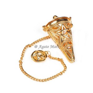 2024 pendule en laiton Feng Shui pour guérir l'amour petite goutte en métal doré avec agate sculptée pendule en laiton gravé à la main à vendre - Product Image 5