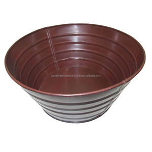Maceta de jardín redonda galvanizada con acabado de Color marrón, maceta de jardín redonda inteligente, accesorios de jardín - Product Image 1