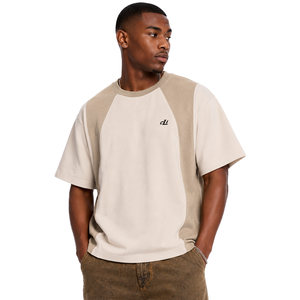Contrast Panel Short Sleeve Crew Neck Men's <b>shirts</b> Custom Logo Color Block High GSM Oversized Cotton Raglan Streetwear Supplier - Product Image 1