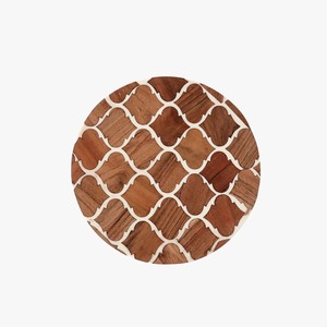 Jardinière ronde contemporaine en bois écologique avec incrustation de nacre et support métallique robuste pour plantes d'intérieur et de jardin - Product Image 4