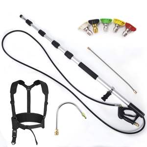 18FT 4000PSI Varita de extensión telescópica Lavadora a presión Limpiador de canalones de 5 secciones Herramientas de limpieza del hogar negras inteligentes - Product Image 1