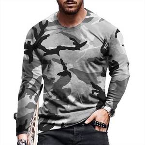เสื้อยืดลายพรางแบบซับลิเมชั่นสำหรับผู้ชาย แขนสั้น คอกลม ระบายอากาศได้ดี เหมาะสำหรับออกกำลังกาย เพาะกาย เสื้อยืดเรียบๆ - Product Image 5