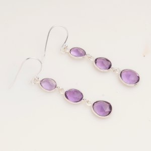 Pendientes Colgantes de Amatista Natural, Plata de Ley 925, Gema Morada Facetada, Pendientes de Gota Hechos a Mano, Joyería Fina, Regalo - Product Image 6