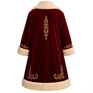 Costume de Père Noël en velours rouge avec bordure en fourrure blanche, chapeau et barbe, pour homme adulte, accessoires de fête de Noël - Product Image 3