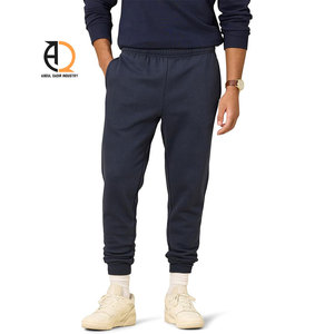 Pantalon de survêtement en coton bleu marine pour homme, taille élastique, décontracté, avec poches latérales, tissu tricoté mi-lourd, idéal pour l'automne - Product Image 4