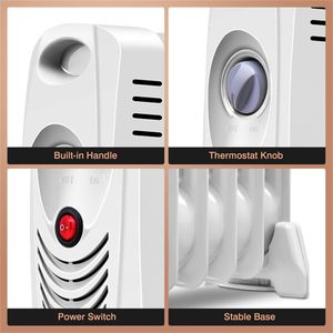 Stufa Compatta a Olio da 700W con Maniglia per Trasporto Facile, Riscaldamento a Convezione a 360 Gradi, Protezioni di Sicurezza Multiple, Manuale per Uso Interno - Product Image 3