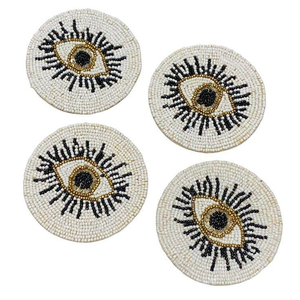 Elegant Bohemian Crystal Beaded Glass Coasters <b>Scratch</b> Resistant for Home Decor and Table Decor - Product Image 1