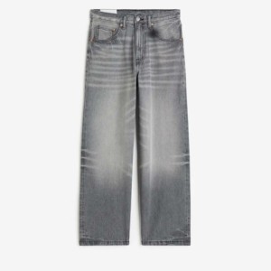 Jean en denim de coton délavé pour homme, coupe droite, taille mi-haute, coupe régulière, décontracté, automne, écologique, respirant - Product Image 2