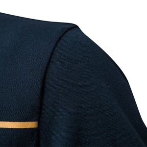 Polo de Manga Corta Azul Marino para Hombre, Diseño a Rayas, Tejido de Punto Transpirable, Estilo Casual - Product Image 6