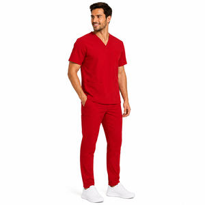 Custom Men Scrub <b>Set</b> V Neck Short Sleeve Top Jogger Pants Medical Uniform <b>Doctor</b> Nurse Suit Solid Color Work Wear Men Scrub <b>Set</b> - Product Image 3