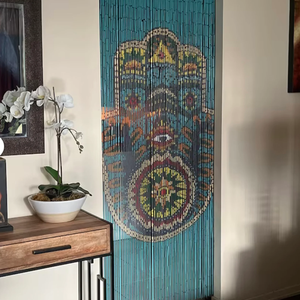 Bamboo Beaded Wedding Curtain Handmade Customizable Bohemian Hamsa Design Vertical Blinds Blackout Eco-Friendly Decorative Door - Product Image 2