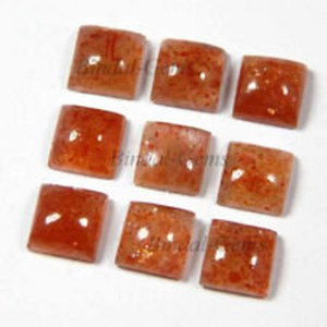 Cabochon carré en pierre de soleil rouge naturelle, dos plat, pierre précieuse en vrac de qualité, tailles personnalisées, certifié par une tierce partie - Product Image 4