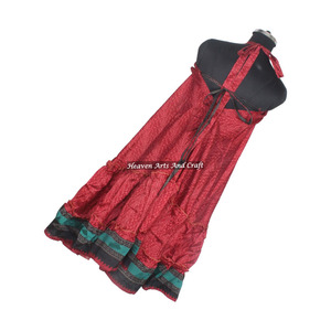 Nuevo Vestido Boho Vintage con Volantes, Vestido de Seda Sari Vintage, Vestido Moderno y a la Moda para Chicas, Damas y Mujeres, Elegante para Cena - Product Image 2