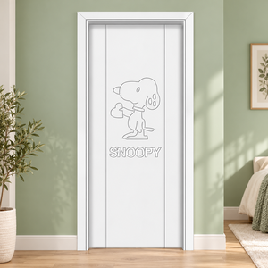 Porte intérieure décorative Snoopy en verre, finition moderne, porte en bois massif, ouverture manuelle, utilisation pour appartement et villa GA-30L - Product Image 5