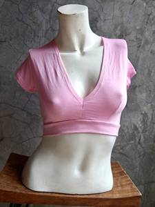 Chemise en tricot polaire à col rond bleu clair pour femmes, manches courtes, fermeture éclair sur le devant, coupe ample, décontractée, printemps-été, séchage rapide - Product Image 5