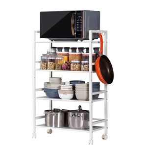 Carrello portaoggetti in metallo bianco avorio a 4 ripiani, multifunzionale e smontabile per casa, cucina, bagno, soggiorno, bevande, alimenti, attrezzi - Product Image 6