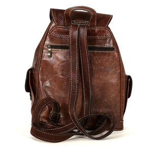Mochila Biyadina de cuero genuino marrón Premium hecha a mano estilo Vintage cremallera altamente elaborada por expertos para hombres elegancia atemporal - Product Image 2