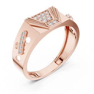Rose Gold Diamond <b>Ring</b> Geometric Trilogy Engagement Wedding Band for Men Women Custom Size <b>Fine</b> Jewelry - Product Image 1