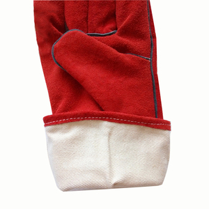Gants de travail de sécurité en cuir de vachette fendu personnalisés, résistants à la chaleur, avec protection renforcée du pouce, pour la chasse LGW-0037C - Product Image 5