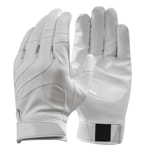 Guantes de fútbol americano de cuero blanco para exteriores, guantes deportivos de dedo completo, antideslizantes, transpirables, con cierre de gancho y bucle, unisex - Product Image 1