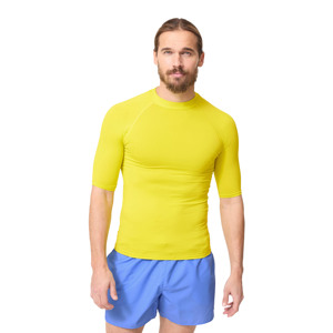 เสื้อยืดลำลองผู้ชายทรงเข้ารูป สีพื้น แขนสั้น ผลิตจากวัสดุเป็นมิตรต่อสิ่งแวดล้อม ระบายอากาศได้ดี แห้งเร็ว ผลิตจากผ้าสแปนเด็กซ์/โพลีเอสเตอร์ - Product Image 2