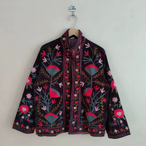 Wine Color Velvet Suzani Embroidered <b>Jacket</b> Handmade Vintage <b>Jacket</b> Floral Suzani <b>Jacket</b> Pure Velvet <b>Jacket</b> Boho <b>Hippie</b> - Product Image 1