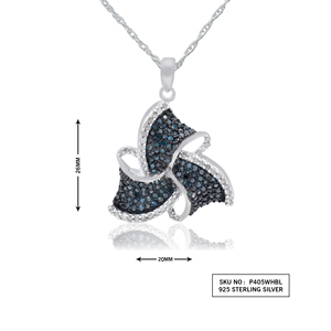 JEWELSPAARK Collar con Colgante de Diamantes Naturales Blancos y Azules de 0.75 Cttw para Mujer, Plata de Ley 925 con Baño de Rodio, Cadena de 18 Pulgadas, G-H - Product Image 2