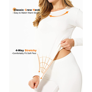 Sous-vêtements thermiques d'hiver fins et respirants en Spandex/Coton sans couture pour femmes à petite poitrine, personnalisables, type Long John - Product Image 3