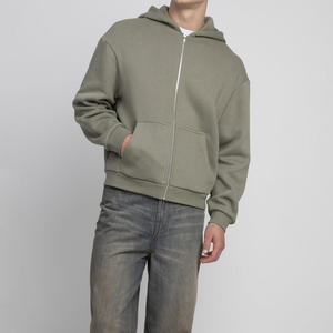 Prix raisonnable, sweat-shirt à capuche zippé pour homme 100% coton, uni, hiver, haute qualité, broderie, respirant, décontracté, personnalisé - Product Image 4