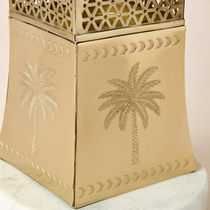 Brûleur d'encens en laiton avec motif palmier et base en marbre, support d'aromathérapie pour parfumer la maison, utilisation toute saison - Product Image 2