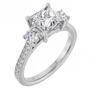 Princess Cut 7MM Moissanite <b>Solitaire</b> Engagement <b>Ring</b> 925 Sterling <b>Silver</b> Gold Plated Luxury Bridal Wedding Promise <b>Ring</b> - Product Image 3