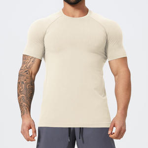 T-shirt Homme Personnalisé Coupe Musclée en Coton Élastique Col Rond Manches Courtes Slim Fit Décontracté Entraînement Sportif Vente en Gros - Product Image 1