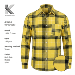 Men's 100% Cotton <b>Flannel</b> Plaid Long Sleeve Casual Shirt Full Sleeve Turn-down Collar Autumn Wear - Product Image 4