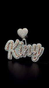 Rappeur bijoux hommes 925 argent Sterling Moissanite diamant pendentif or Rose deux tons coeur fermoir nom personnalisé lettre pendentif - Product Image 2