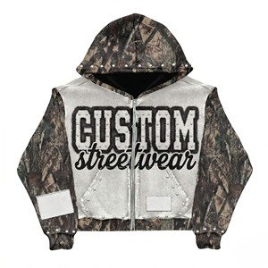 Sweat à capuche zippé en molleton gaufré personnalisé avec impression numérique, 100 % coton, service OEM, design épaules tombantes – Couleurs et tailles personnalisées - Product Image 6
