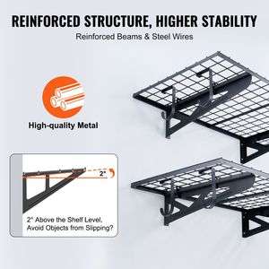 Set di 2 Scaffali da Garage Resistenti 4 x 2 Piedi (Capacità di Carico 502 Libbre) - Montaggio a Parete Robusto e Durevole - Product Image 3