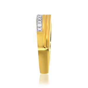 Solid 14K Gold <b>Ring</b> for <b>Men</b> Sparkling Diamond Accent Band Minimalist Style 14K Yellow Gold <b>Men</b>’s Band <b>Ring</b> with Channel <b>Set</b> - Product Image 3