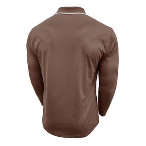 เสื้อเชิ้ตแขนยาวผ้าคอตตอนเจอร์ซีย์สำหรับผู้ชาย ลายเรียบ แต่งขอบตัดกัน ดูแลรักษาง่าย ระบายอากาศได้ดี กันยับ แห้งเร็ว - Product Image 2